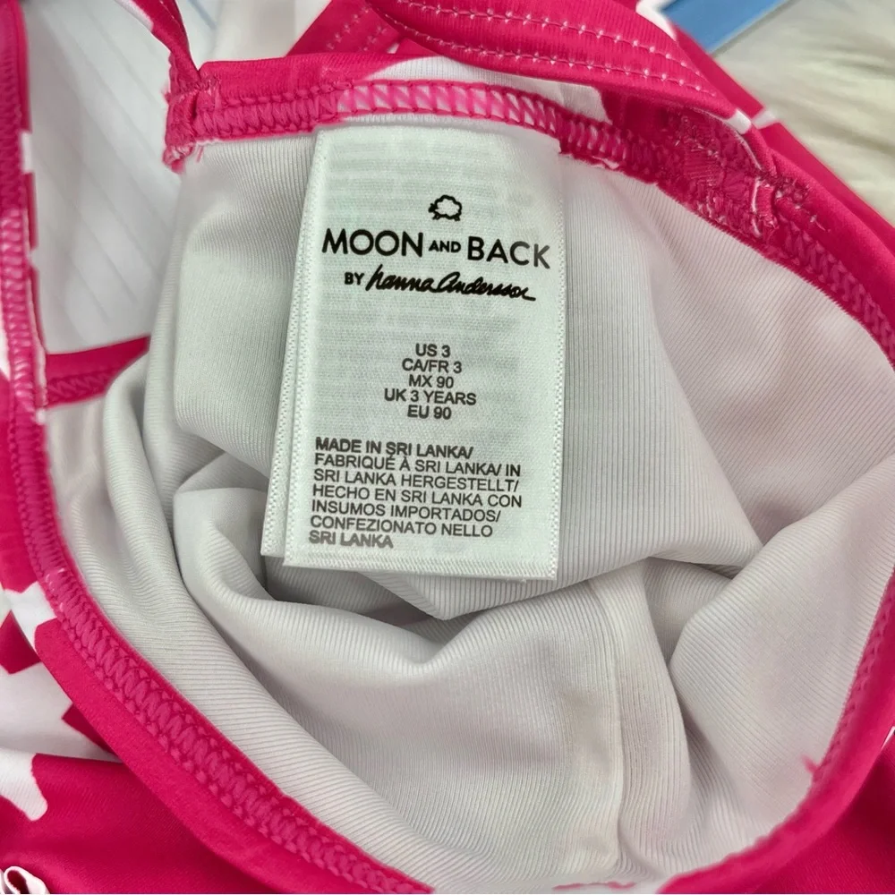 NEW HANNA ANDERSSON 1pc Skirted SwimSuit Girls Size 3 90 Moon & Back Hot Pink